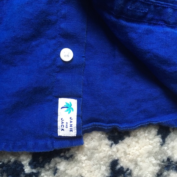 Janie and Jack sz 18-24m boy blue linen buttondown - Picture 3 of 4
